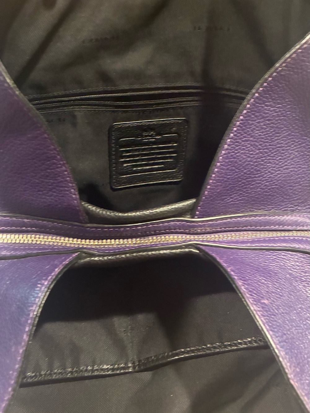 Purple Coach Edie pebbled leather shoulder handbag - Picture 12 of 14